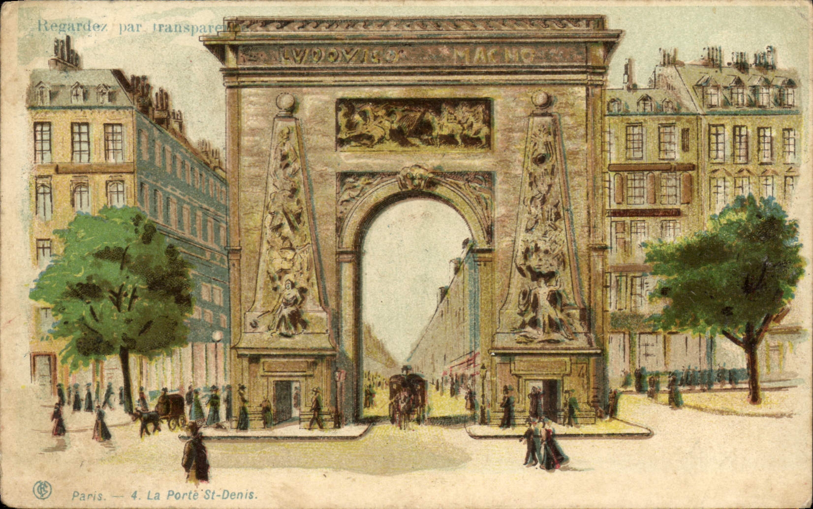 CPA Carte transparente Paris La porte St Denis