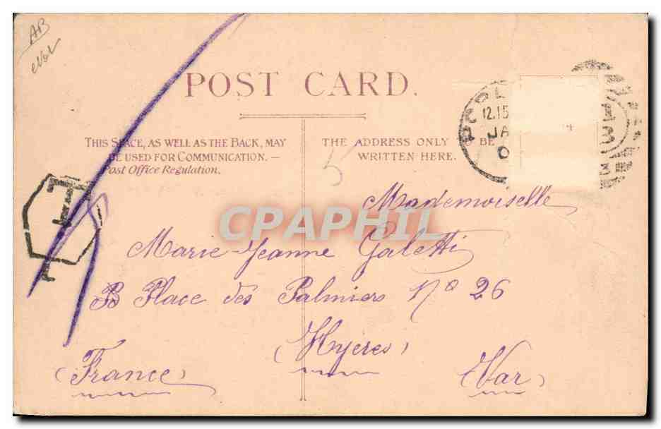 CPA Carte transparente London Thames Embankment Londres — Rückseite