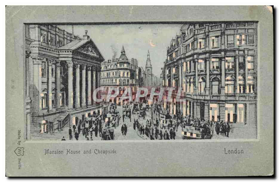 CPA Carte transparente London Londres Mansin House and Cheapside