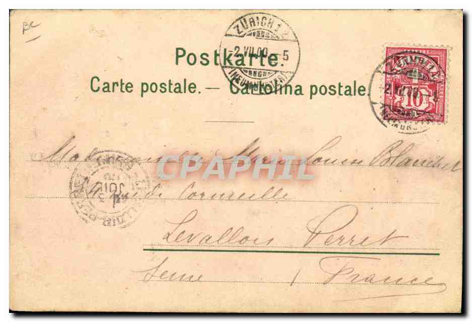 CPA Carte transparente Zurich Rathausquai — Back
