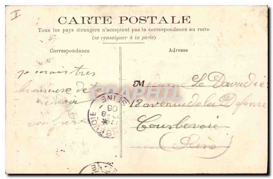 CPA Phare Dieppe Le phare un jour de tempete — Rückseite