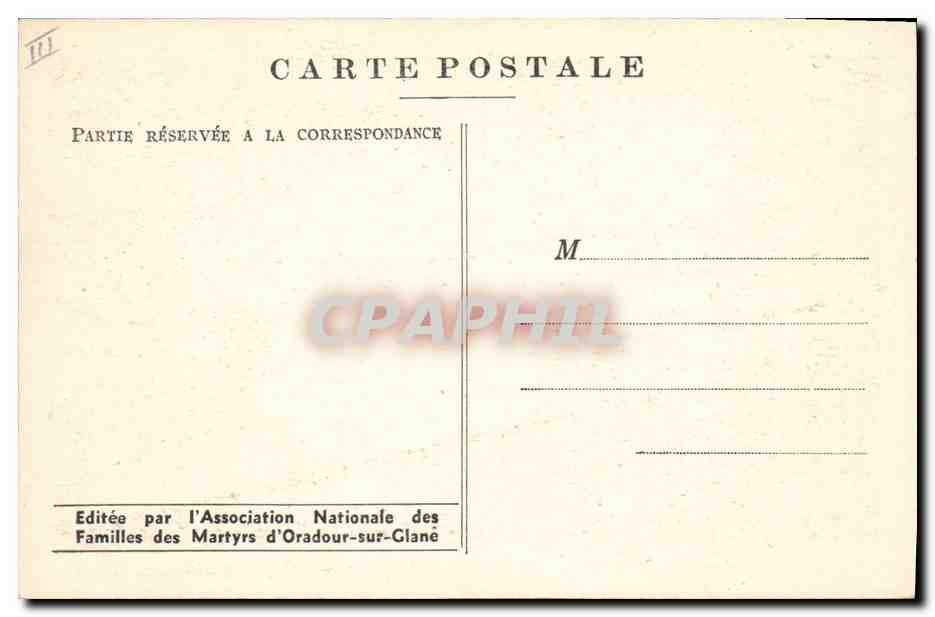 CPA Militaria Oradour sur Glane Vue aerienne avec au fond le cimetiere — Rückseite
