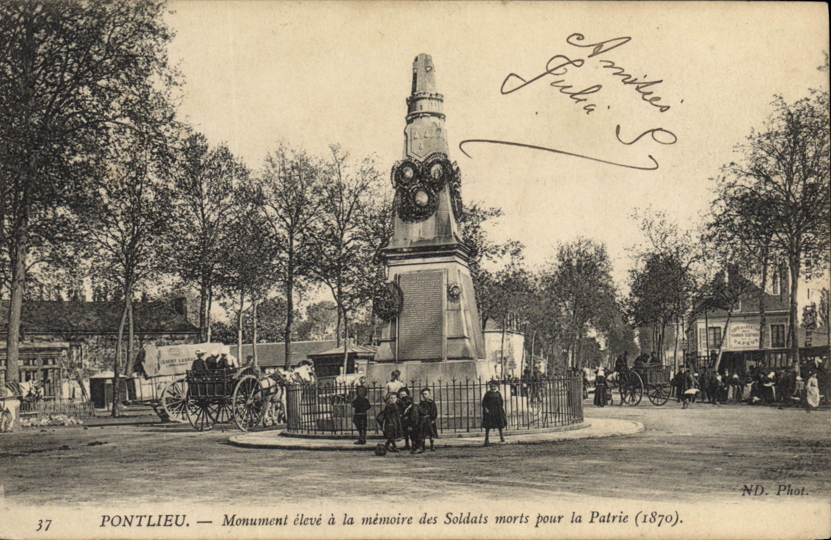 Pontl lieu — Denkmal errichtet in Erinnerung an Soldaten, die für das Vaterland gestorben sind (1870) — ND. Fot. n°37