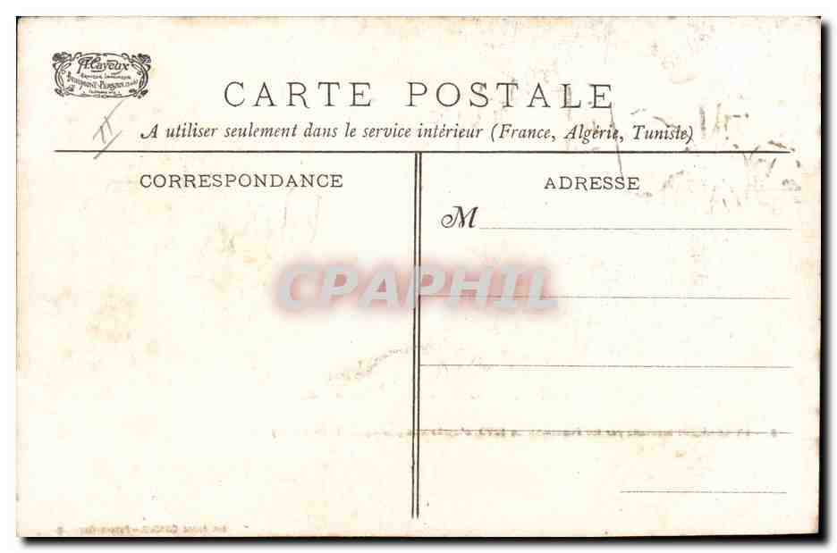 L'Isle-Adam — incendié par les Prussiens en 1870 — d'après une photographie du temps — Imp. André Cayeux, Persan-Beaumont — Verso