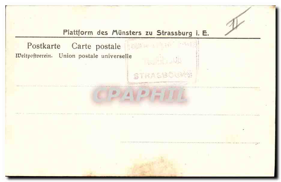 Strasbourg - Münster — vue de la plateforme, éditeur anonyme, n° de série non visible — Verso