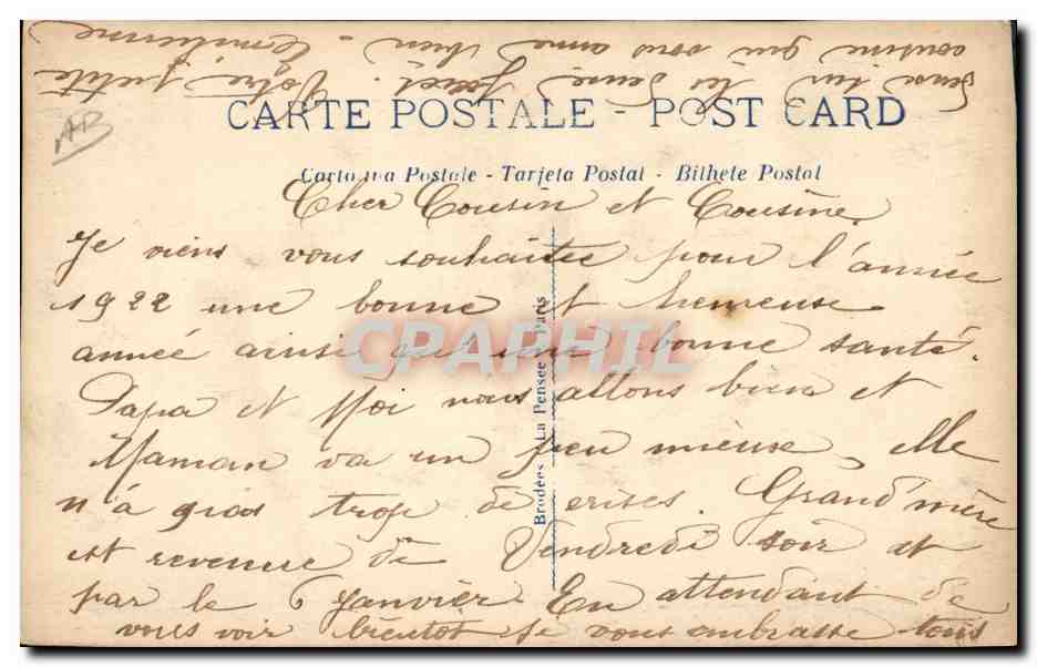 CPA Fantaisie Tissee Fer a cheval — Rückseite
