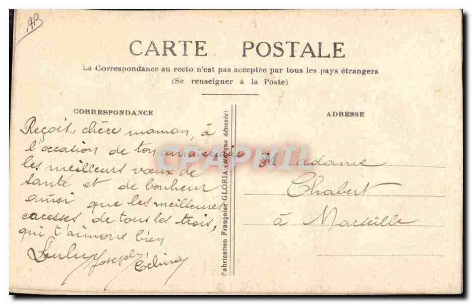 CPA Fantaisie Tissee Fer a cheval — Rückseite