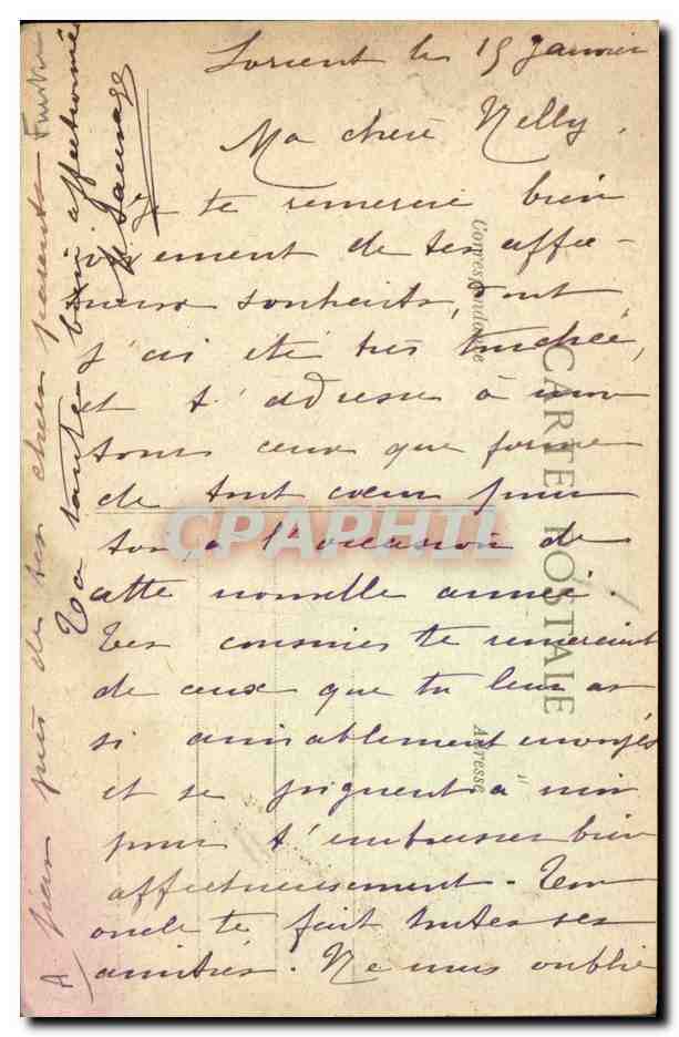 CPA Folklore Meditation Costume de Ploare Environs de Douarnenez — Verso
