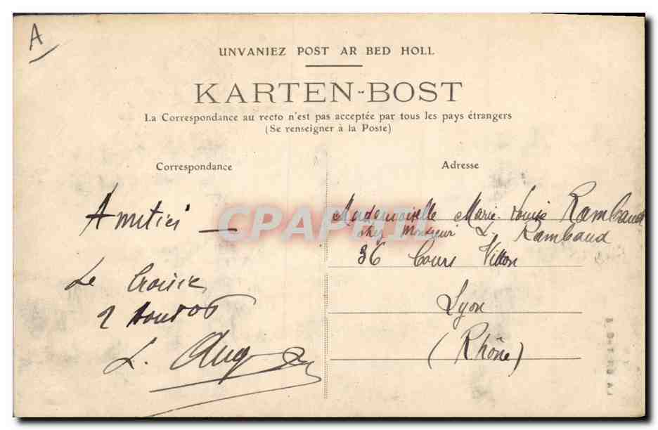 CPA Folklore Jeune garcon de Lorient — Verso