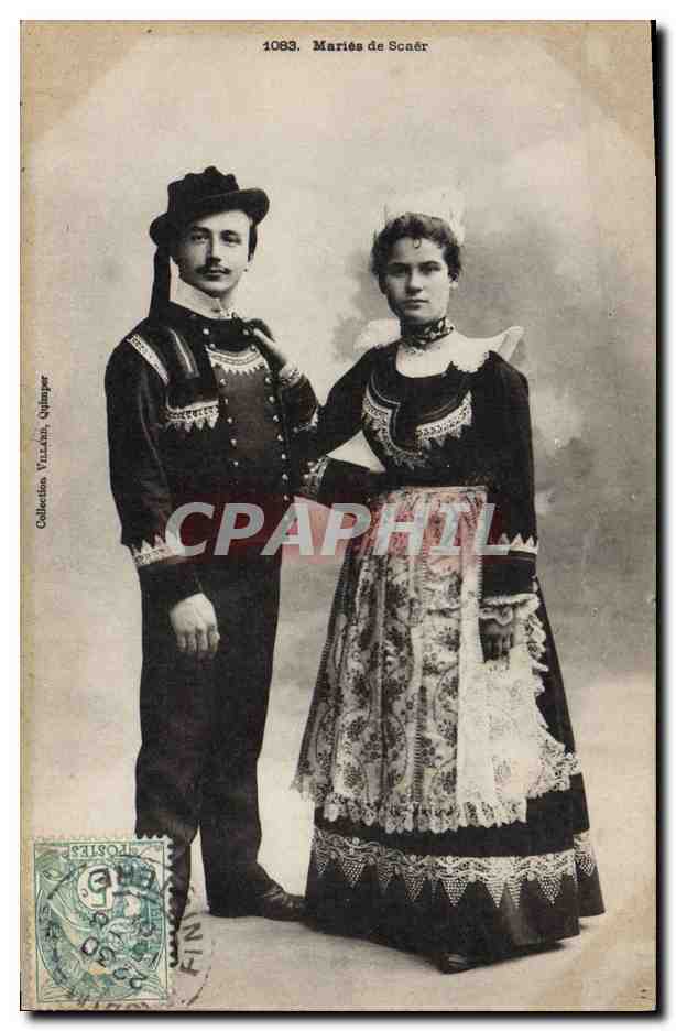 CPA Folklore Maries de Scaer Mariage