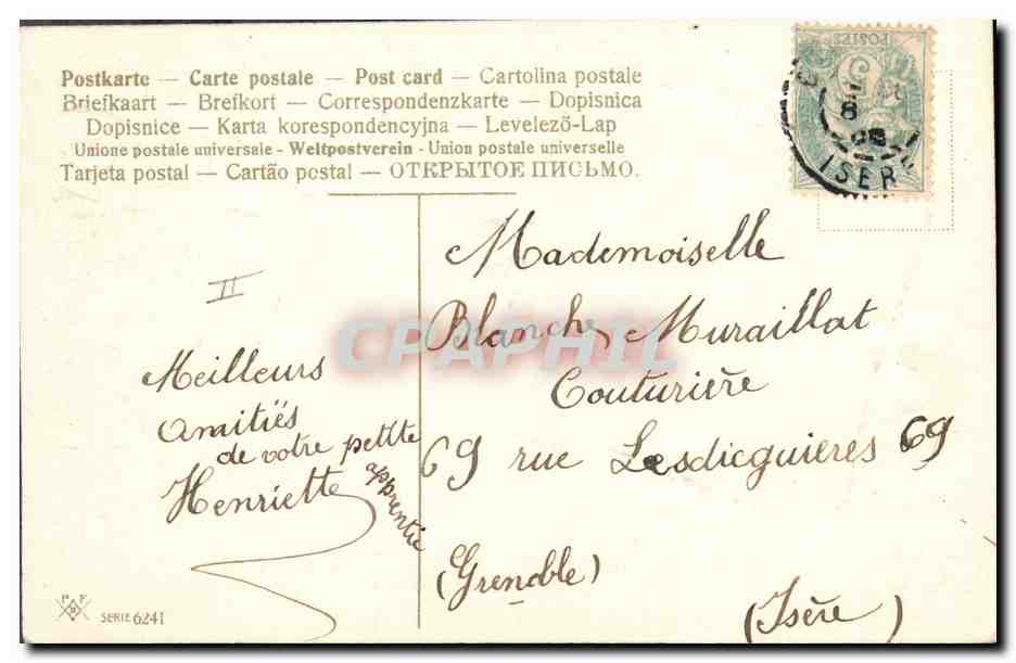 CPA Fantaisie Fleurs Fer a cheval Trefles — Verso