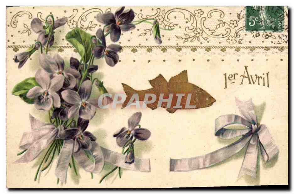 CPA Fantaisie Fleurs Poisson 1er Avril