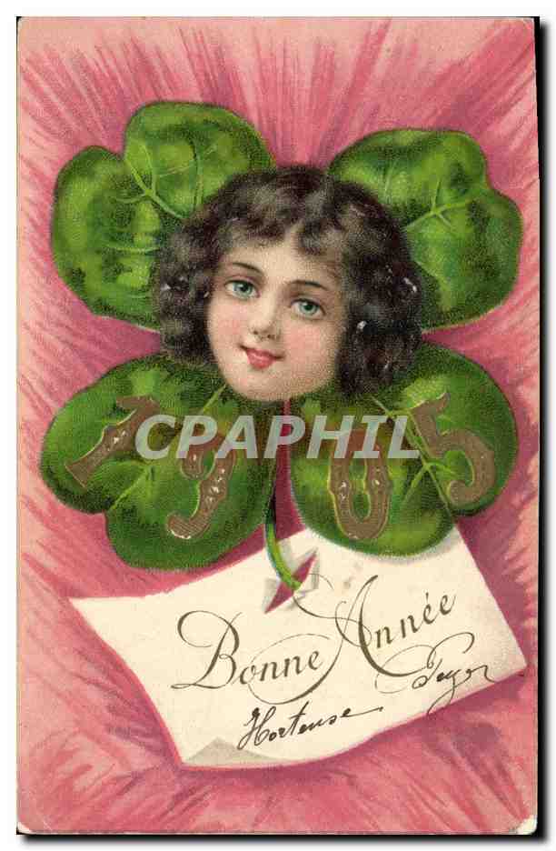 CPA Fantaisie Fleurs Trefle Enfant