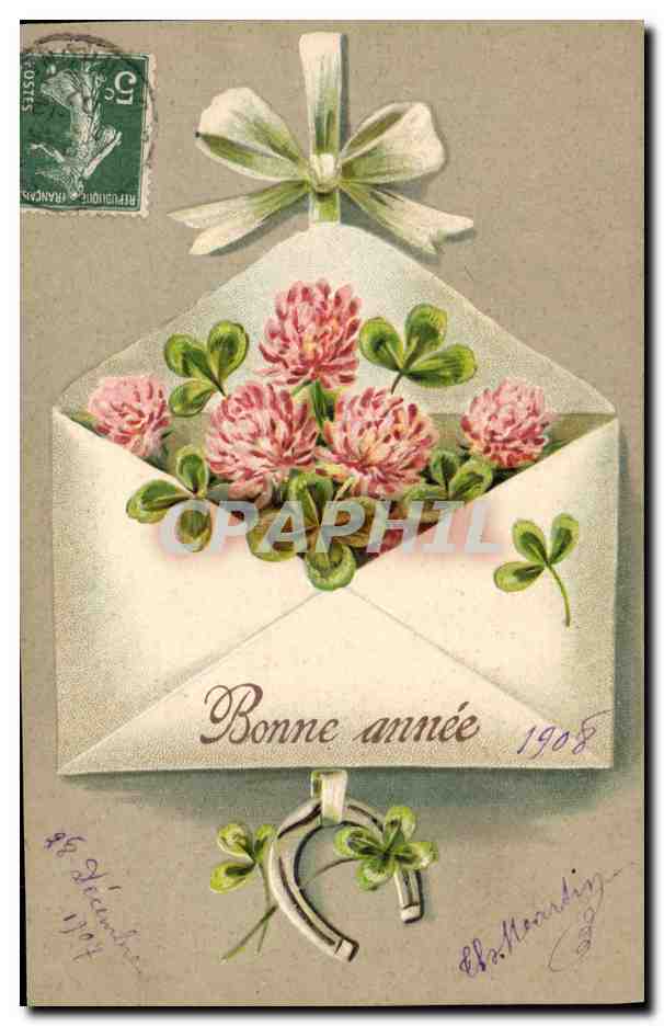 CPA Fantaisie Fleurs Fer a cheval