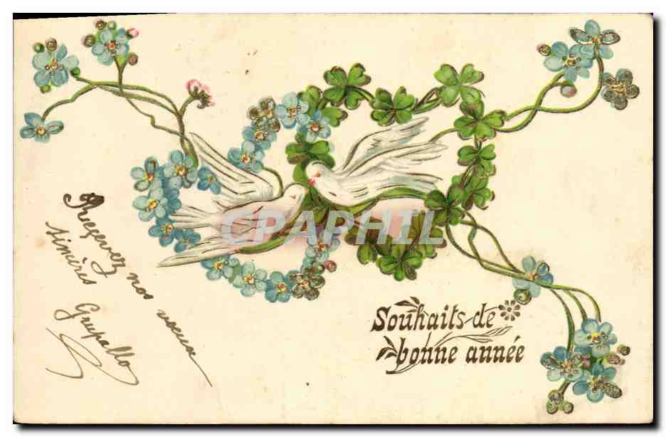 CPA Fantaisie Fleurs Colombes Coeur