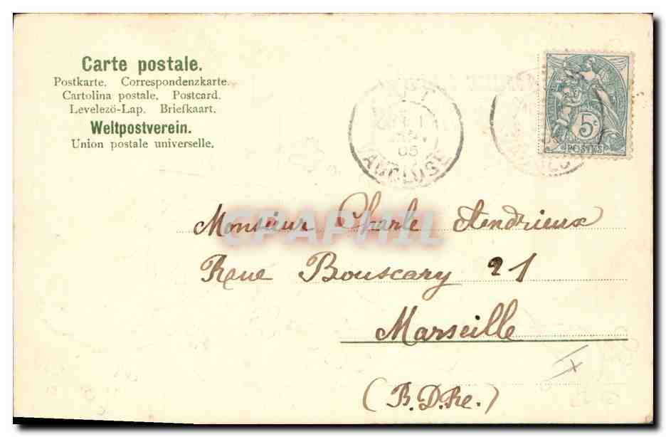 CPA Fantaisie Fleurs Colombes Coeur — Verso