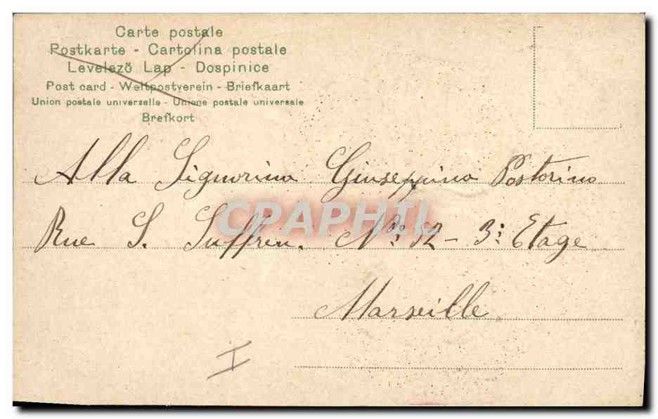 Papillon rouge — carte postale italienne avec timbre de 5 centesimi — éditeur inconnu — Rückseite