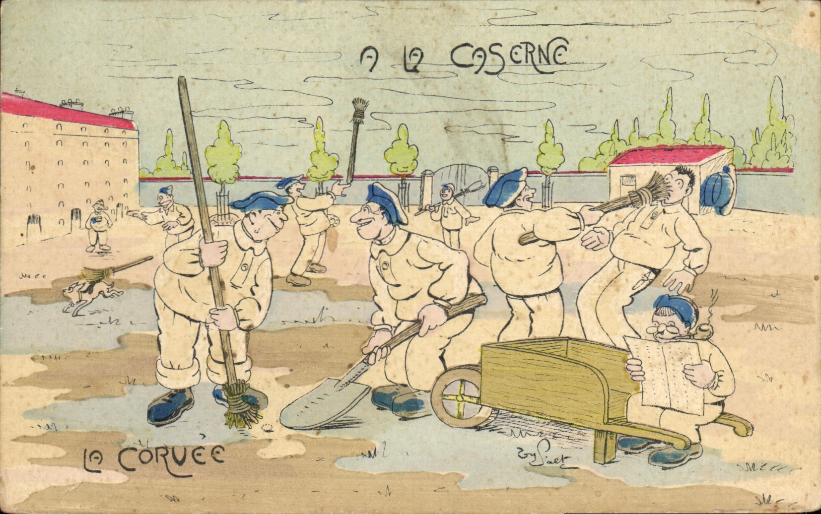 CPA Brouette Militaria A la caserne La corvee