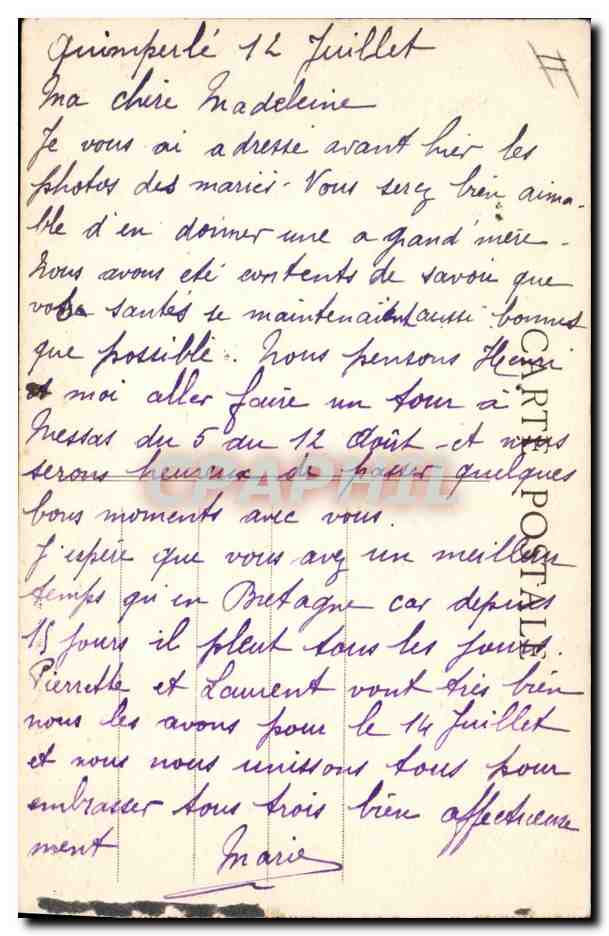 CPA Brouette Bretagne Folklore — Rückseite