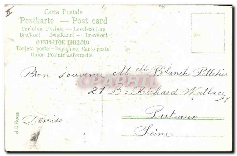 CPA Brouette Fleurs Muguet — Back