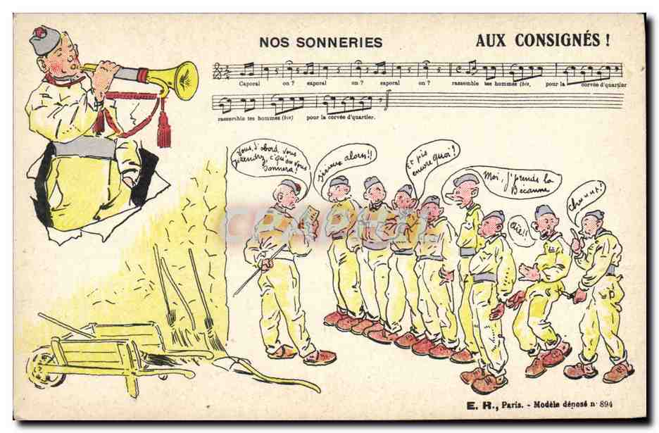 Caporal sonnant la corne — Nos sonneries aux consignés ! — E. R., Paris, Modèle n° 894