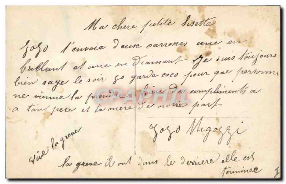 CPA Brouette Enfant Grand pere  — Rückseite