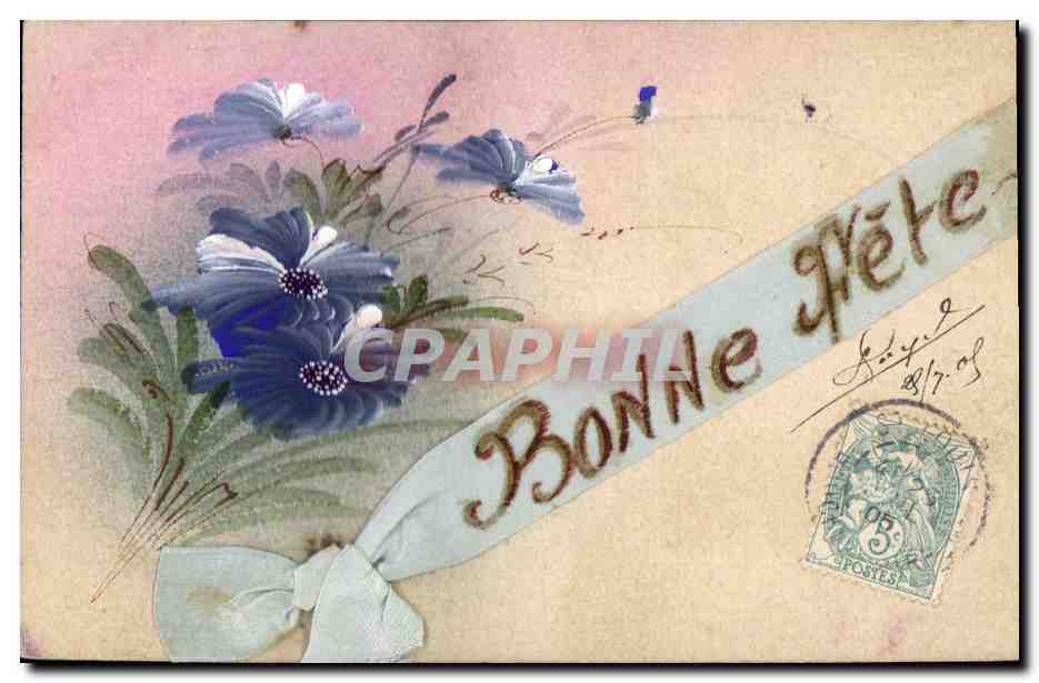 CPA Fantaisie Fleurs (dessin a la main) 