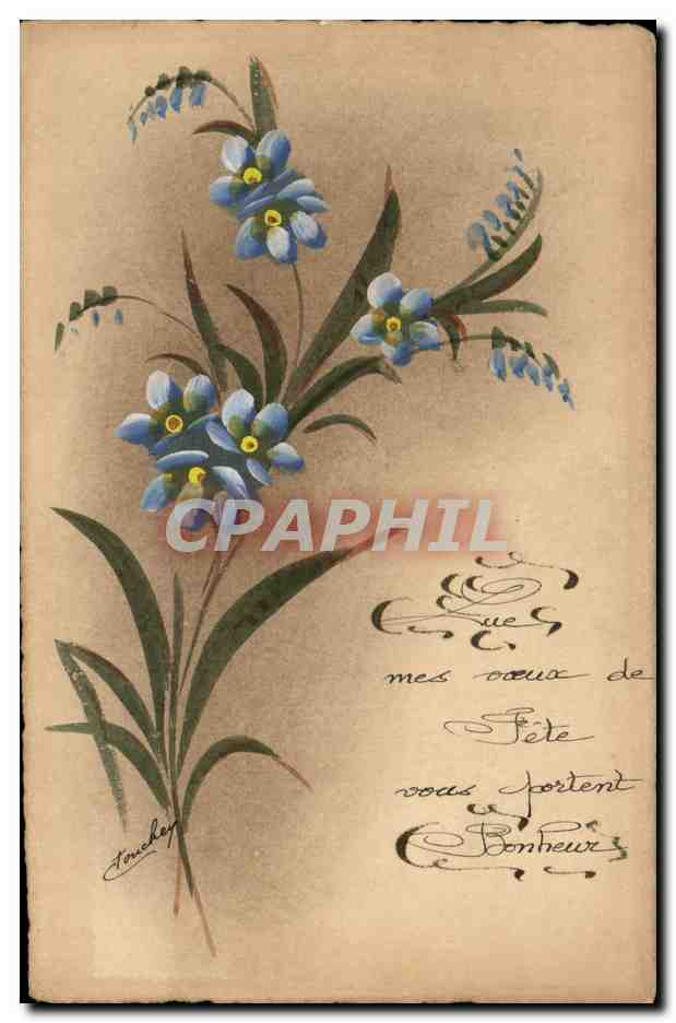 CPA Fantaisie Fleurs (dessin a la main) 