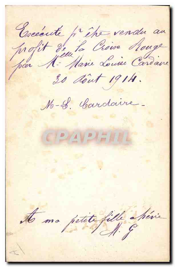 CPA Fantaisie Fleurs Drapeaux France Croix Rouge(dessin a la main)  — Verso