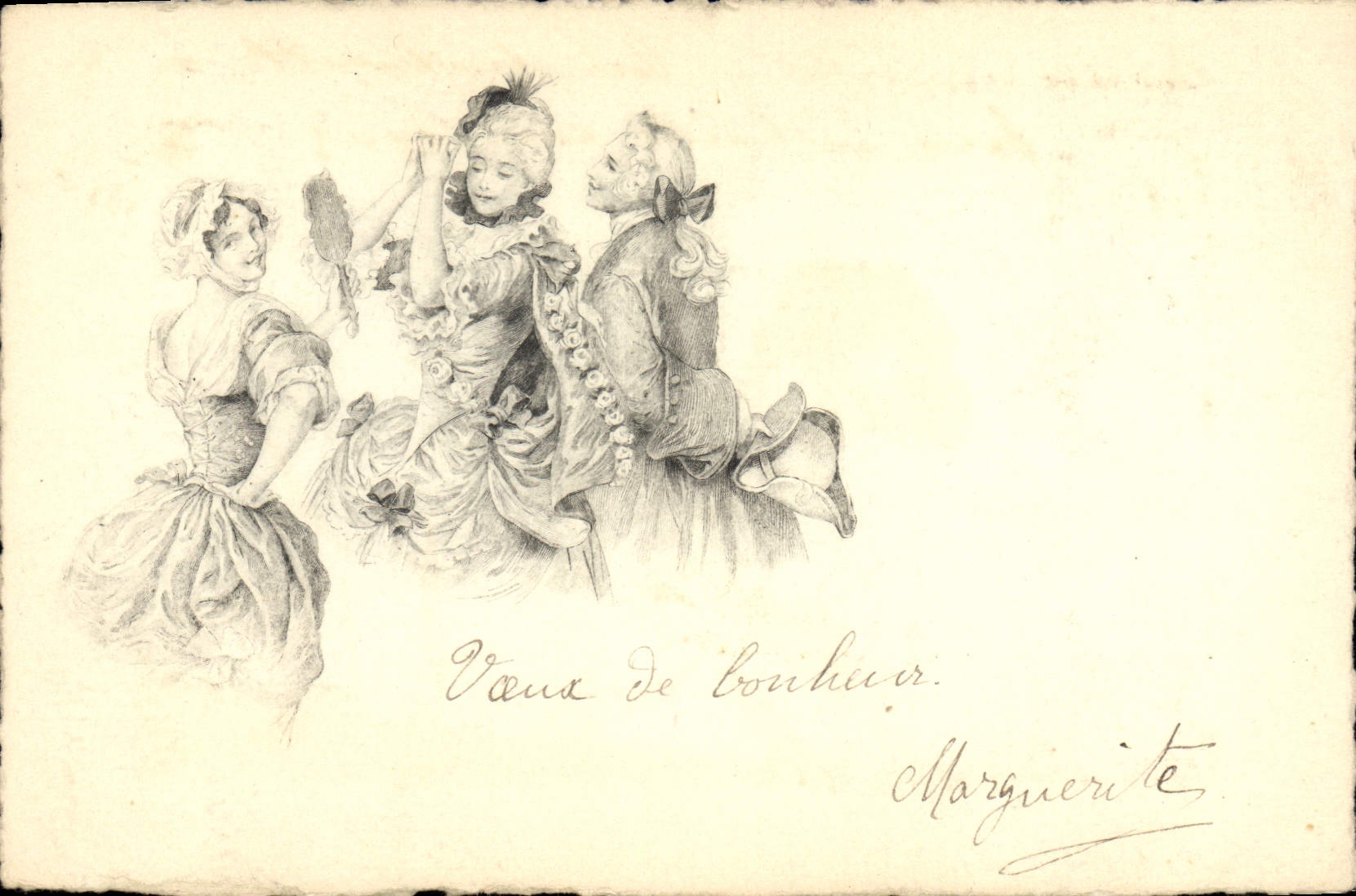 Vœux de bonheur — Marguerite — éditeur inconnu, n° de série non visible