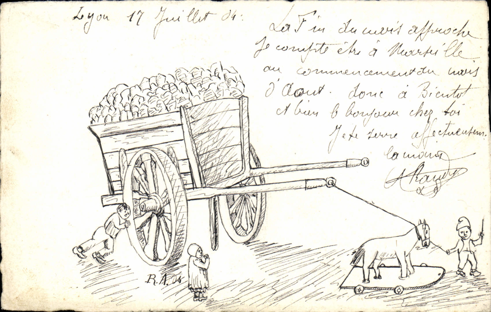 Chariot tiré par un âne — Lyon — R.A. 24