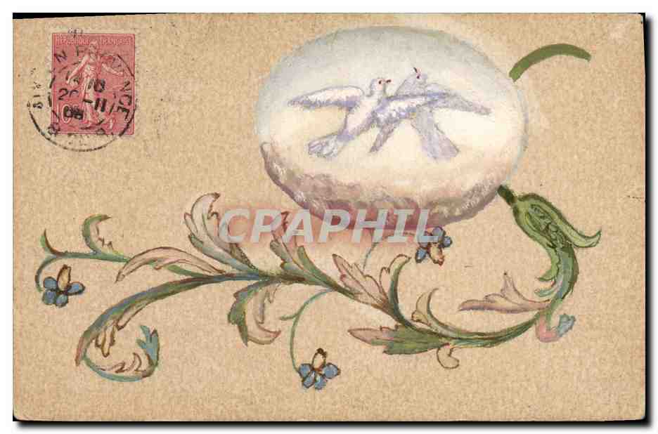CPA Fantaisie Fleurs Colombes (dessin a la main) 