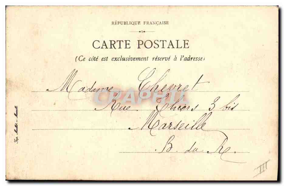 Fleurs roses — dessin à l'aquarelle — carte postale française — Verso