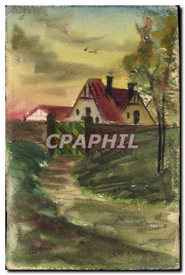 Krigord — paysage rural avec chemin et maison — Aquarelle Mills Vidalon, n°29bis