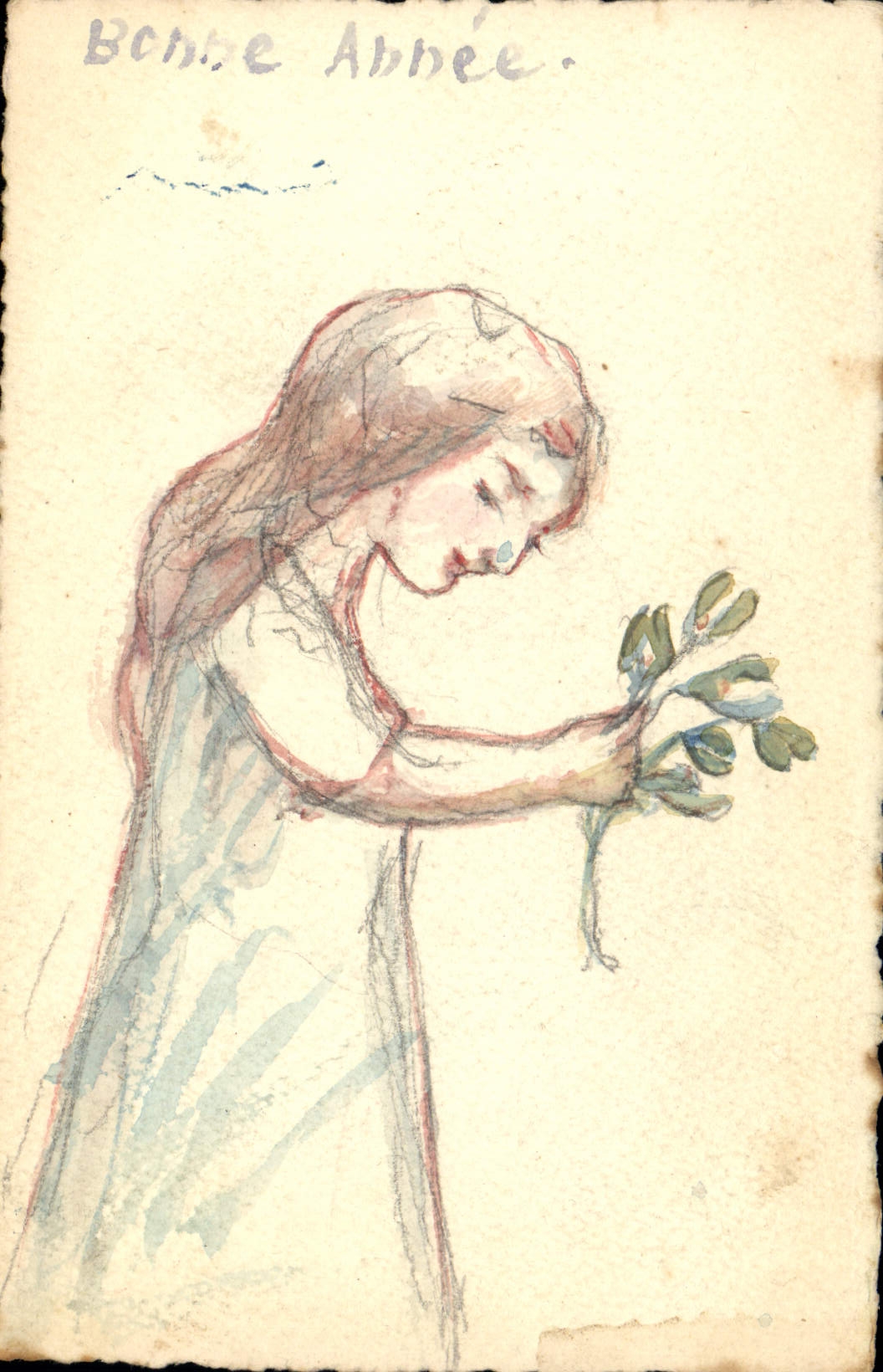 CPA Fantaisie Fleurs Enfant (dessin a la main) 