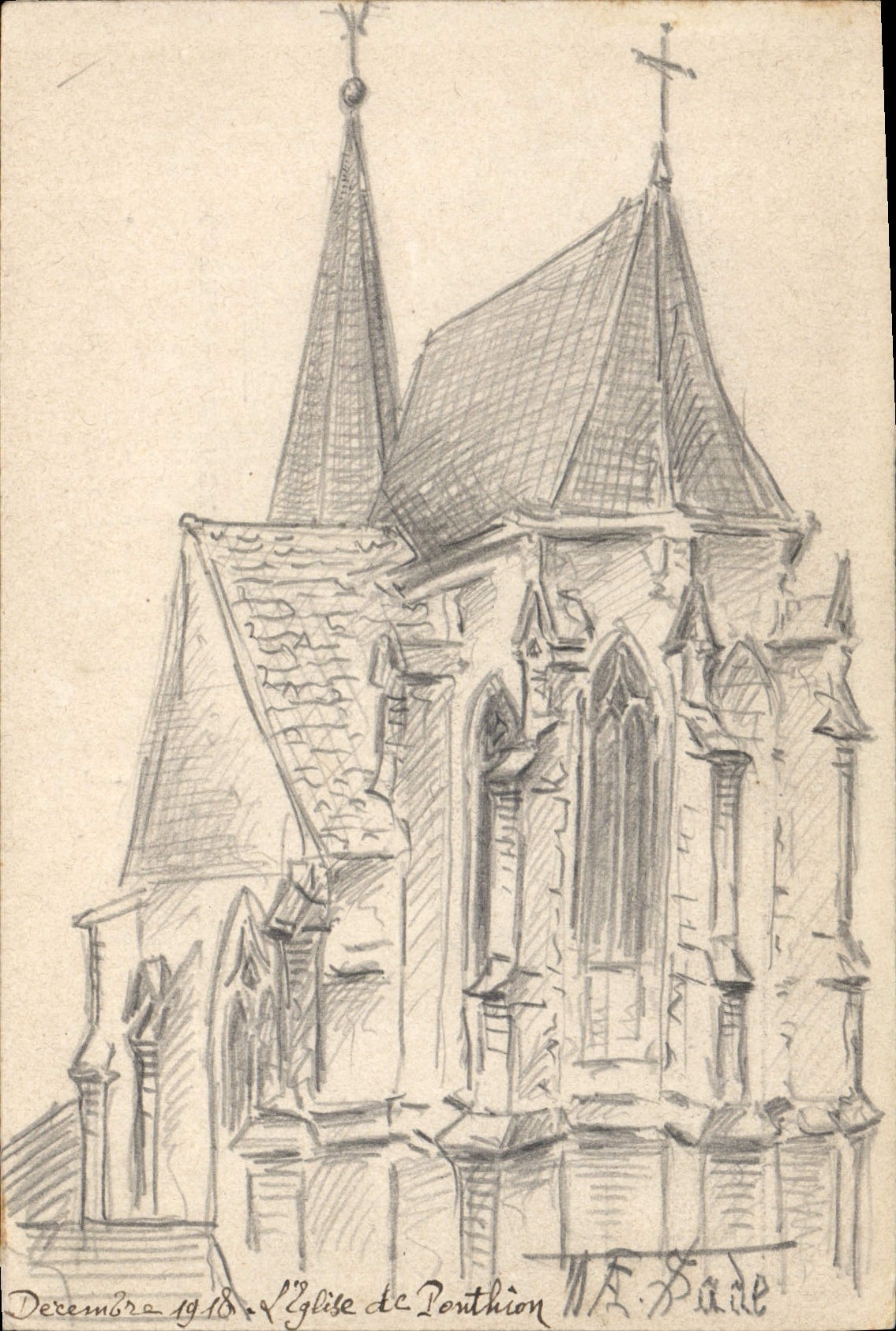 Église de Ponthion — croquis — W.F. Fade