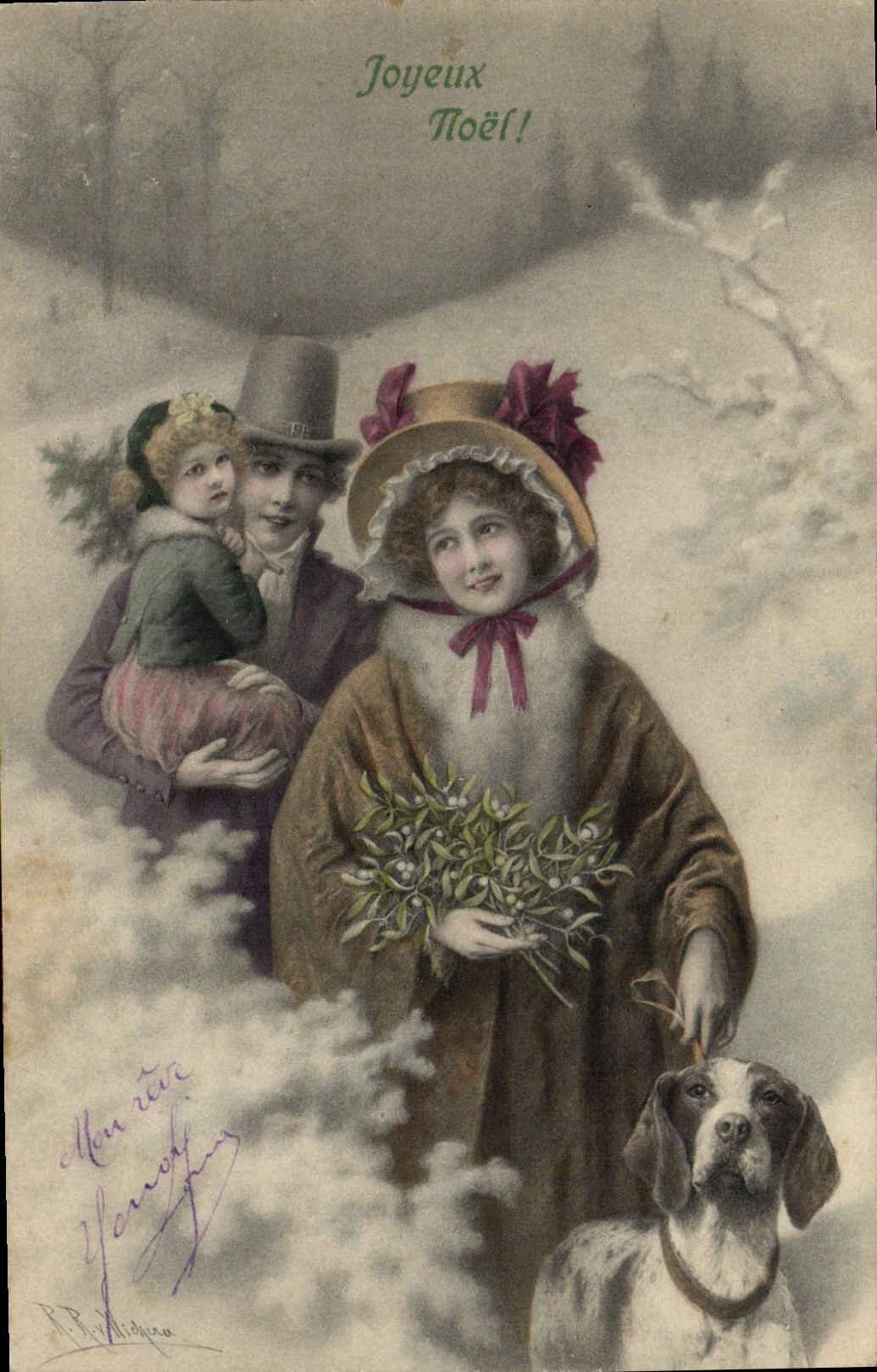 Famille enneigée — Noël — M.M. Vienne, n°598