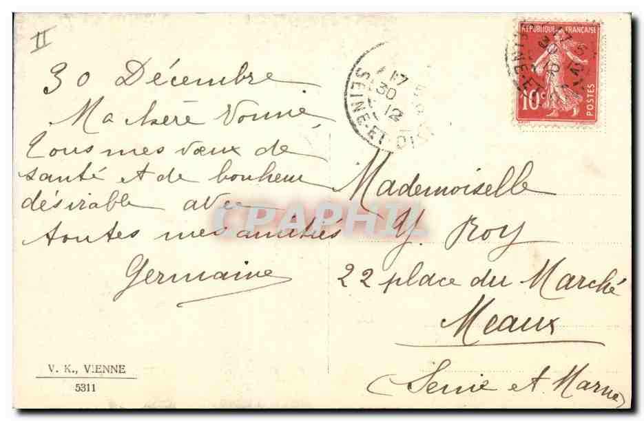 CPA Fantaisie Bonne annee Biche  — Rückseite
