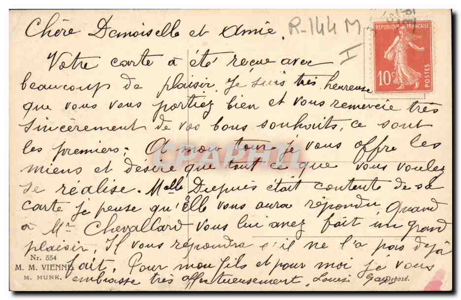 Trois jeunes filles en tenue d'hiver dans un paysage neigeux — STREYEC — N° 554 — Verso