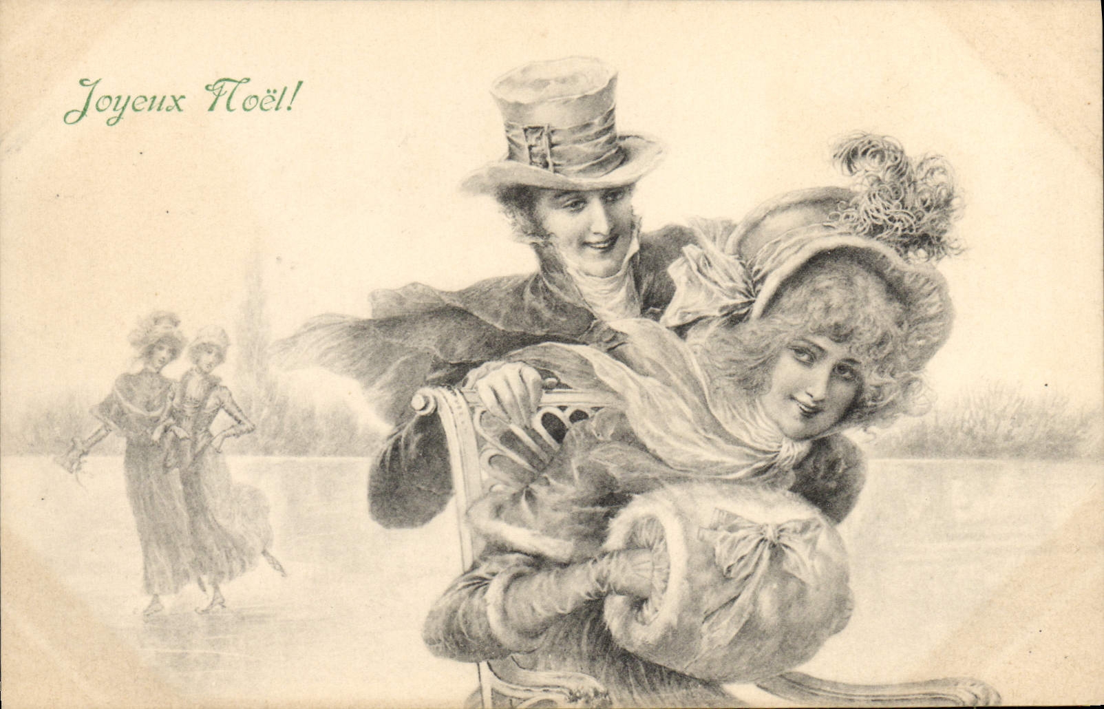 Sculpture de glace — Joyeux Noël! — M. M. Vienne