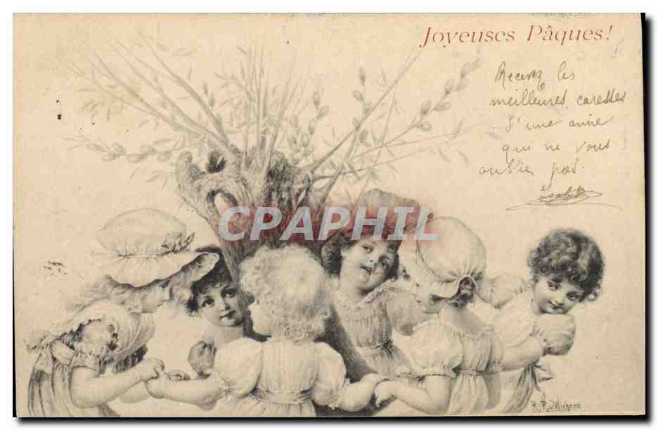 CPA Fantaisie Enfants Paques