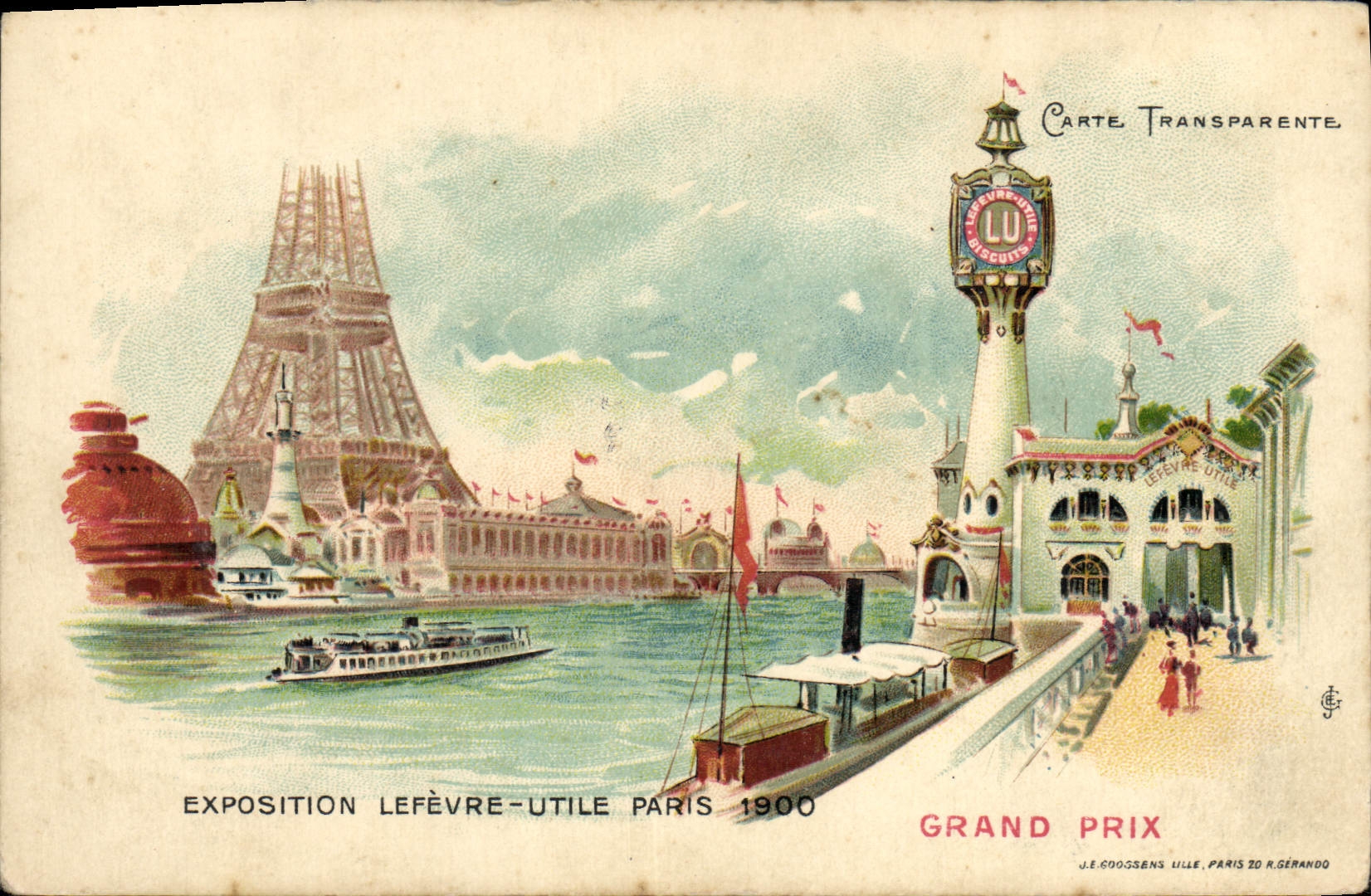 CPA Carte transparente Exposition Lefevre Paris 1900 Grand Prix Tour Eiffel