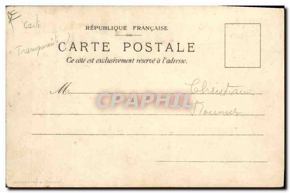 CPA Carte transparente Exposition Lefevre Paris 1900 Grand Prix Tour Eiffel — Rückseite