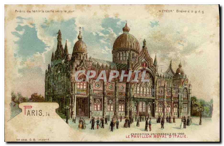 CPA Carte transparente Paris Exposition Universelle 1900 Le pavillon Royal d'Italie