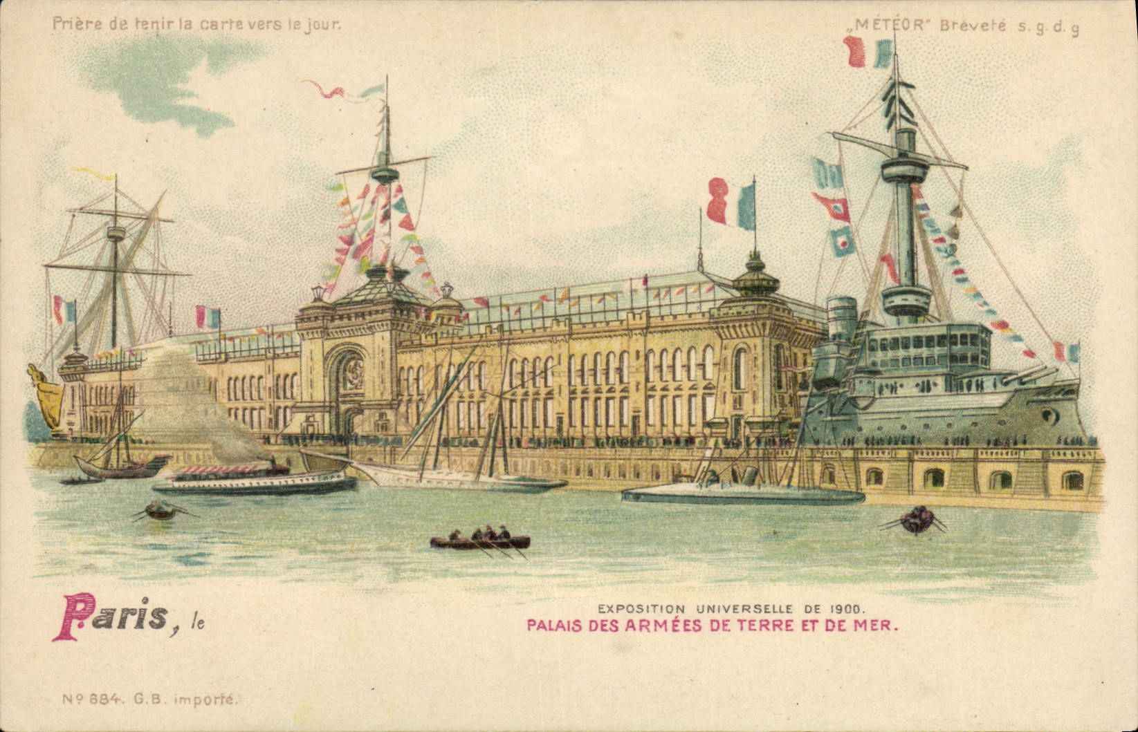 Palais des Armées de Terre et de Mer — Exposition Universelle de 1900 — Paris, le N° 884. G.B. importé.
