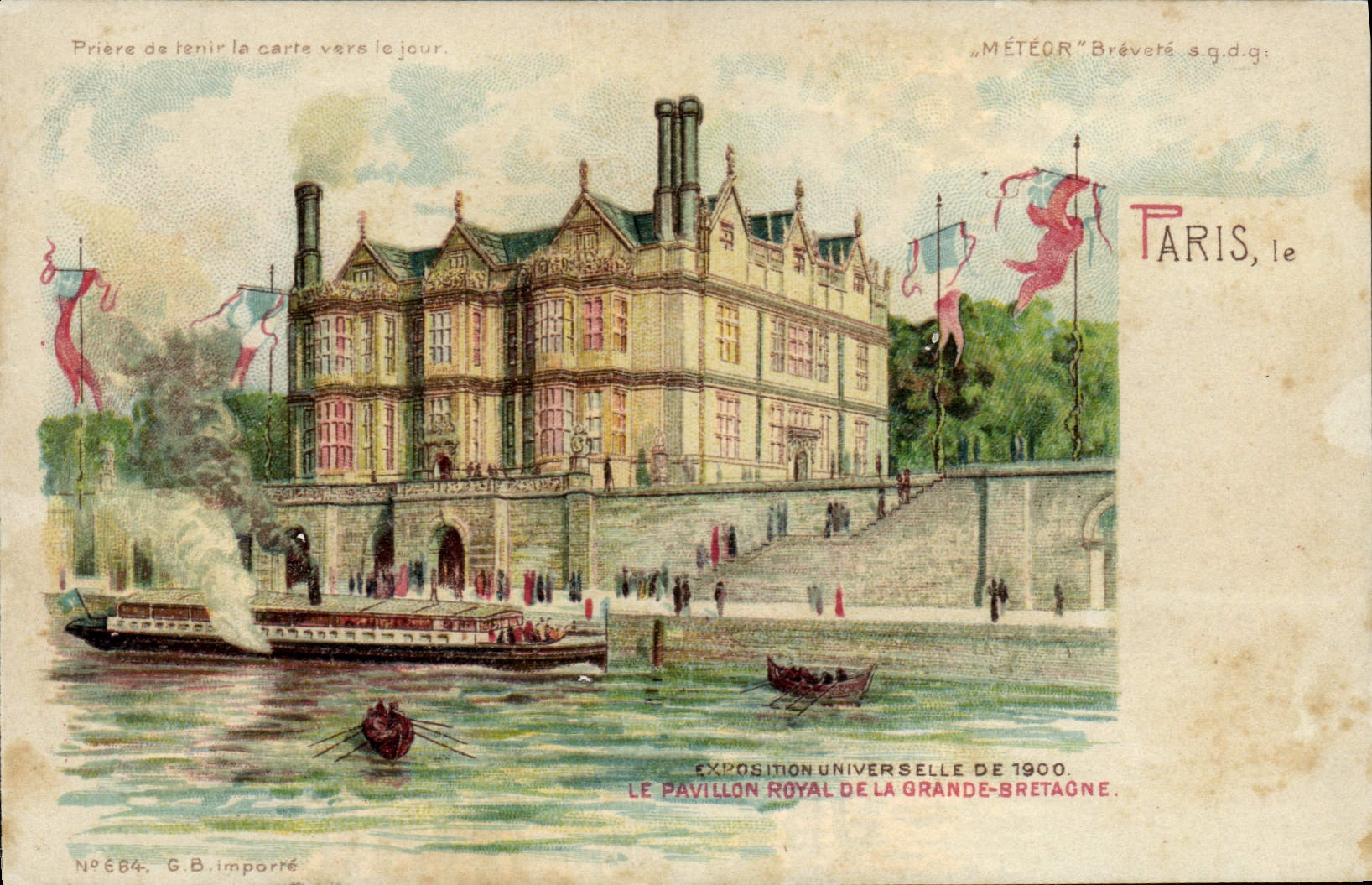 CPA Carte transparente Paris Exposition Universelle 1900 Le pavillon Royal de la Grande Bretagne Bateau