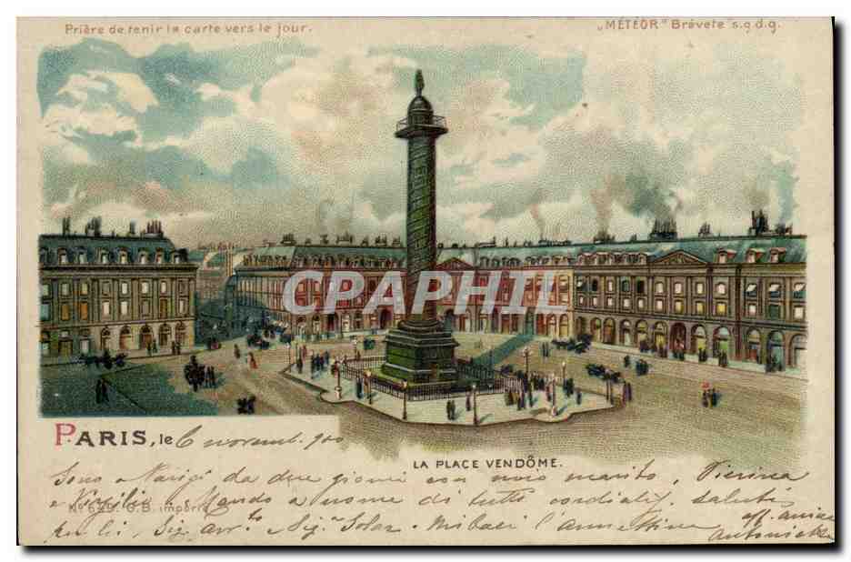 CPA Carte transparente Paris Exposition Universelle 1900 La Place Vendome