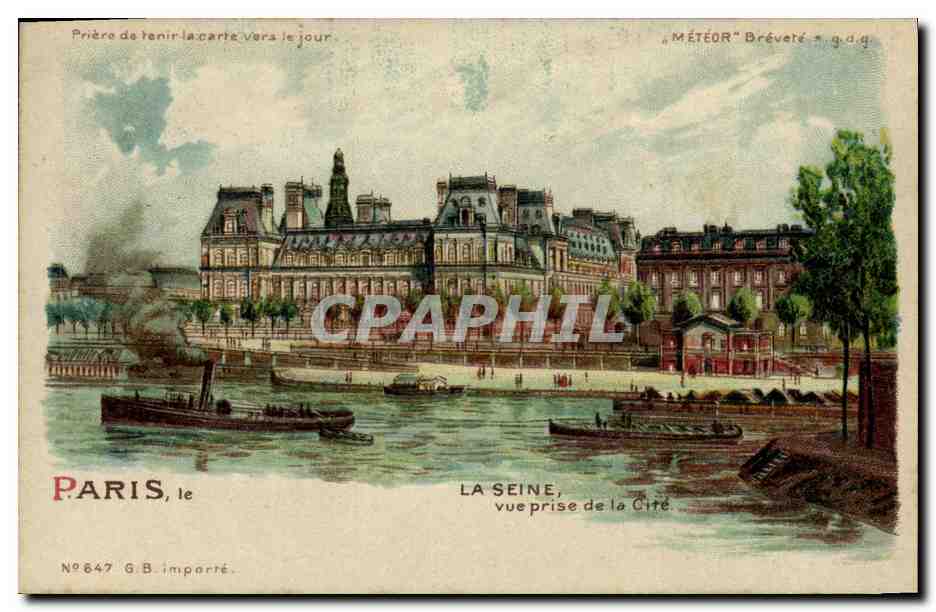 CPA Carte transparente Paris Exposition Universelle 1900 La Seine Vue prise de la Cite