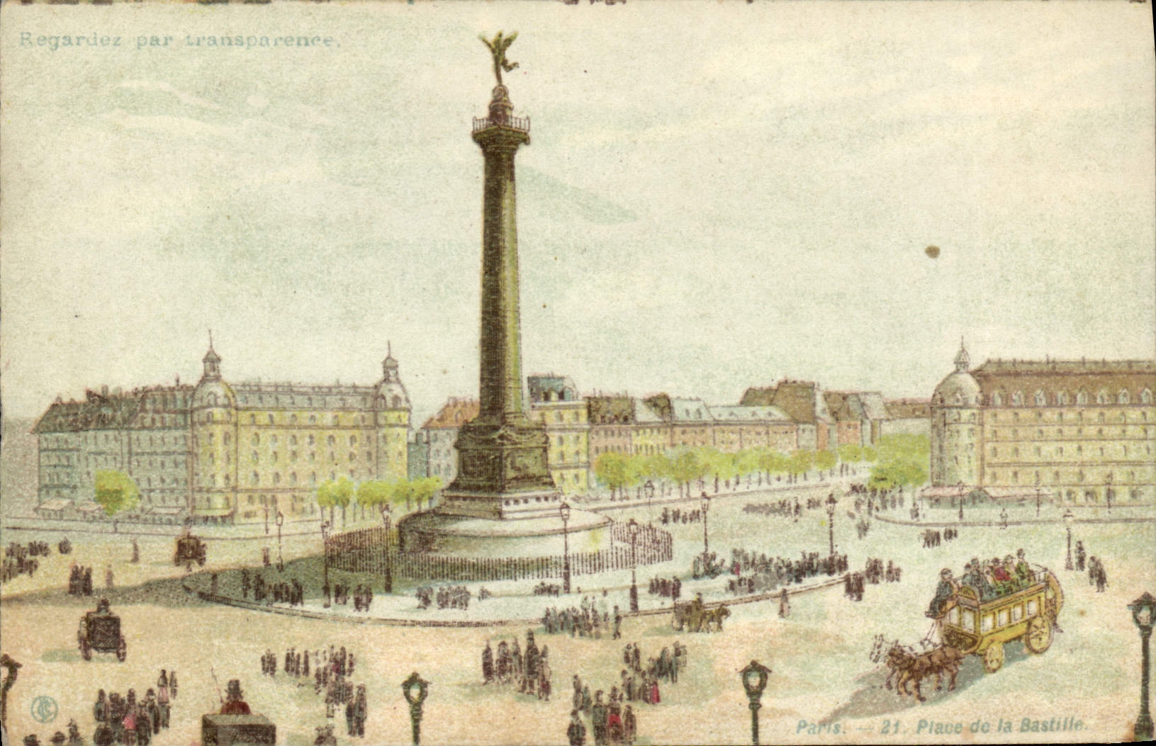 CPA Carte transparente Paris Exposition Universelle 1900 Place de la Bastille