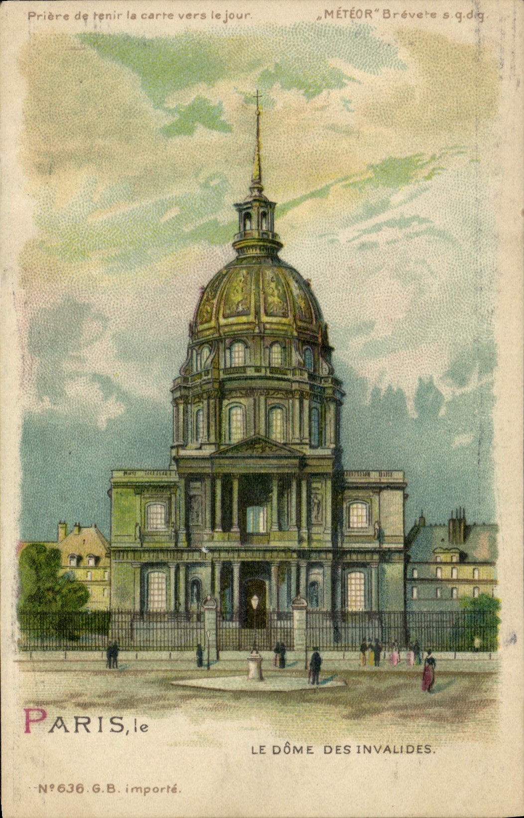 CPA Carte transparente Paris Le Dome des Invalides